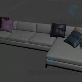 Couch, Sectional Sofa With Pillows Set 3d model