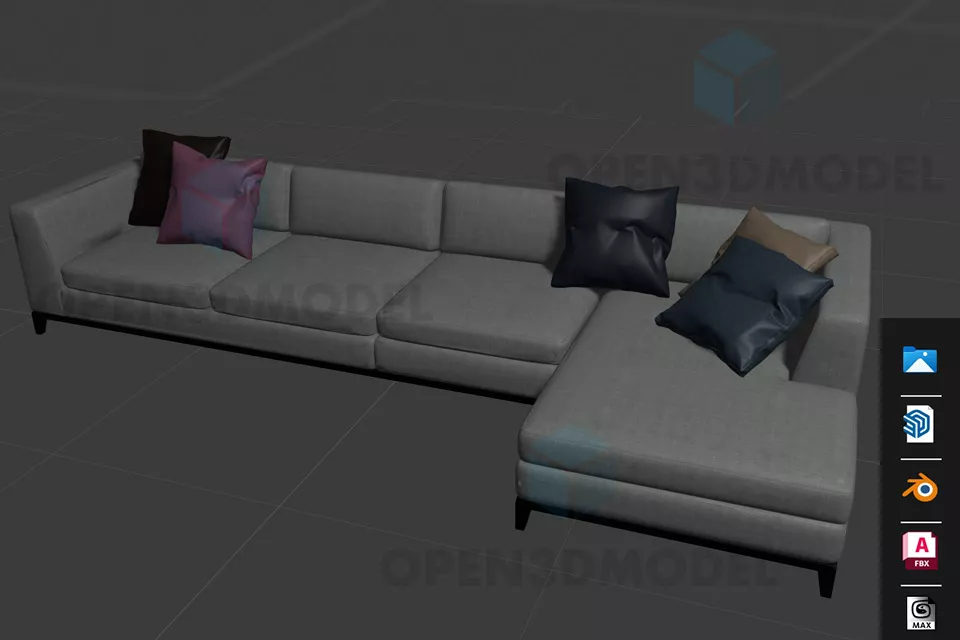 Upholstered Sofa Fendi With Pattern Back 3d model