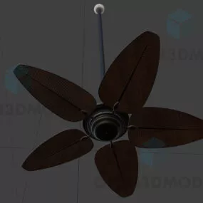 Antique Ceiling Fan Wooden Leaf Shape 3d model