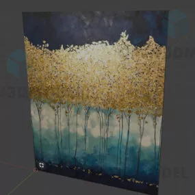 Art Painting Of Trees Photo Frame 3d model