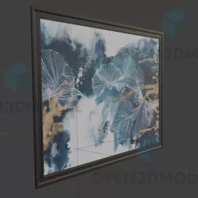 Art Picture Frame Hanging On Wall In Room 3d model