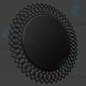 Black Circular Mirror Steel Carved Frame 3d model