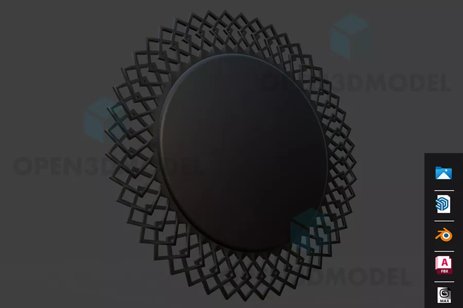 Black Circular Mirror Steel Carved Frame 3d model Black Circular Mirror Steel Carved Frame 3d model