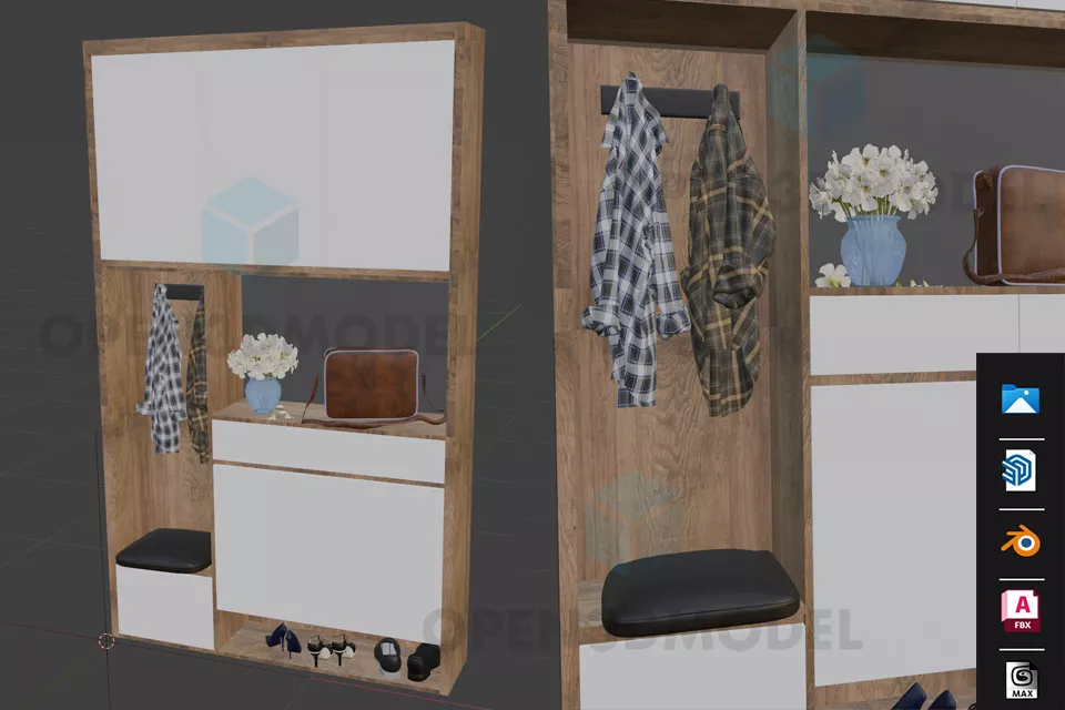 Coat Rack Shelf With Decorative Pot Briefcase 3d model Coat Rack Shelf With Decorative Pot Briefcase 3d model