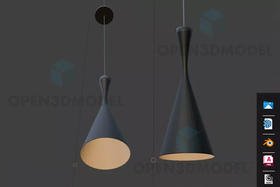 Couple Of Modern Pendant Lamps Hanging From Ceiling Free 3d Model ...