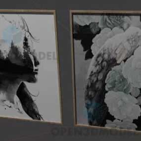 Couple Of Painting Frame Hanging Furniture 3d model