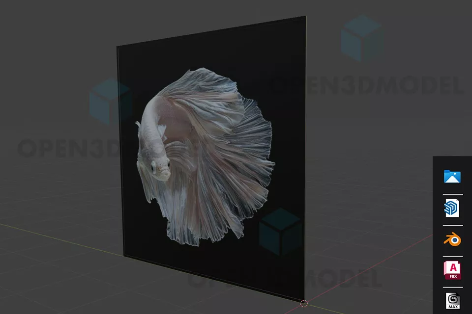 Fish Picture On Black Frame 3d model Fish Picture On Black Frame 3d model