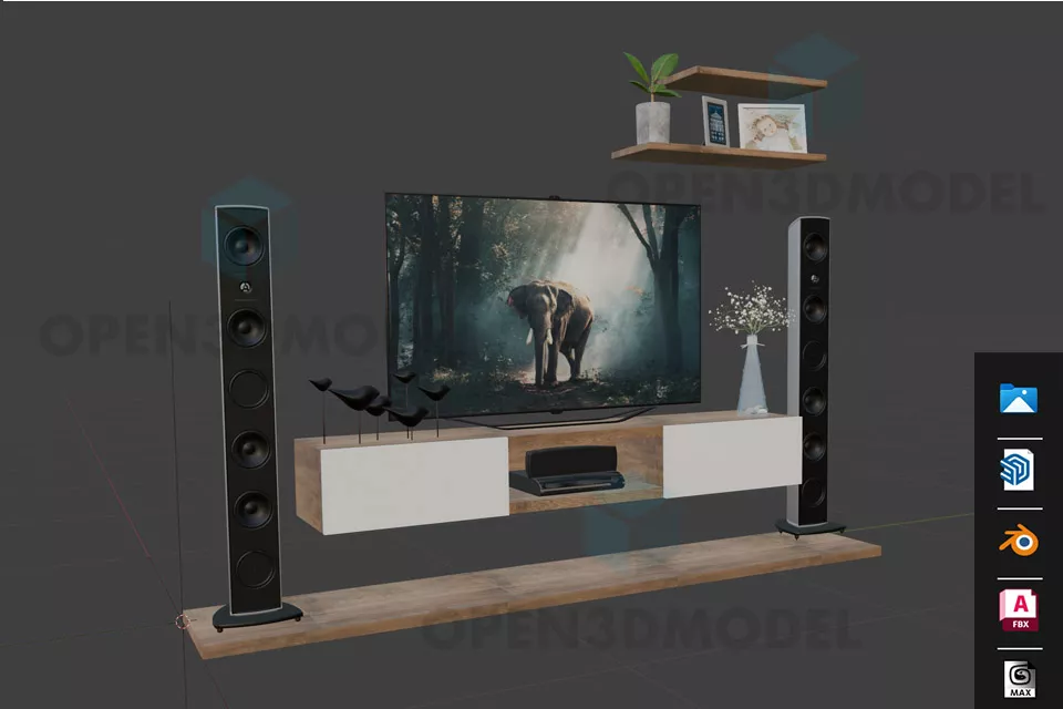 Bar Counter Wine Cabinet With Lamp 3d model