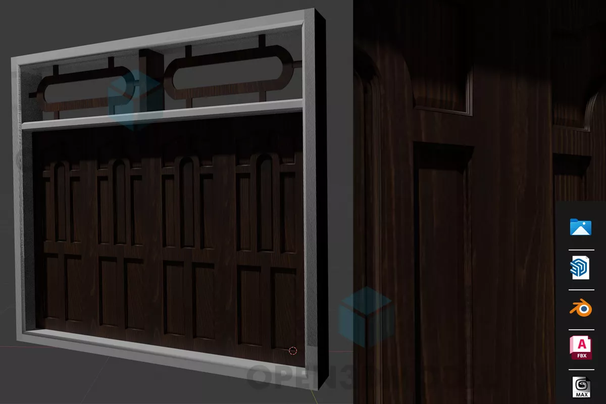 Home Wood Door With Frame On Top 3d model Home Wood Door With Frame On Top 3d model