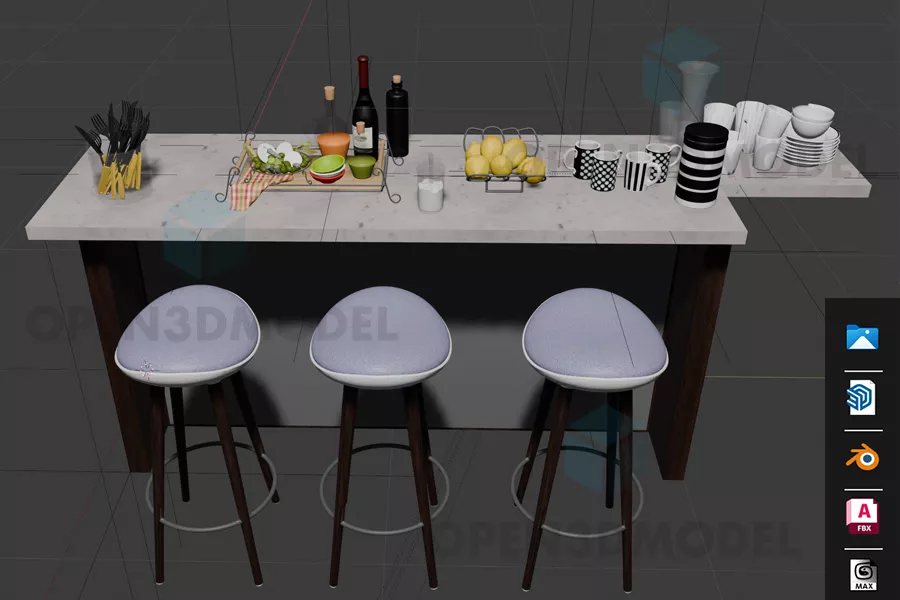 Round Glass Coffee Table With Plate Cookies 3d model