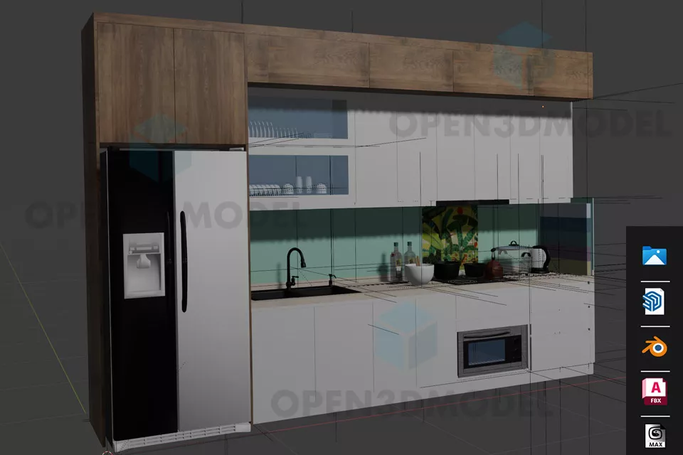 Grey Refrigerator Freezer With Quick Ice 3d model