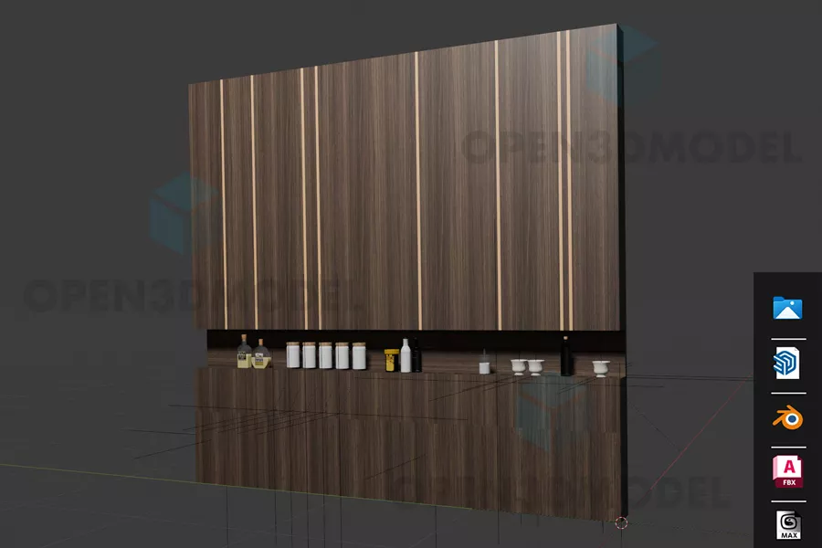 Bar Counter Wine Cabinet With Lamp 3d model
