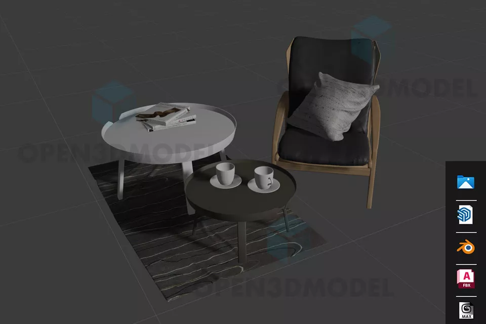 Stool Table With Drawers 3d model