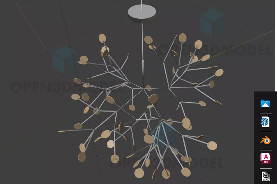 Modern Brass Chandelier Branches Arm Style Free 3d Model - .Blend, .Fbx ...