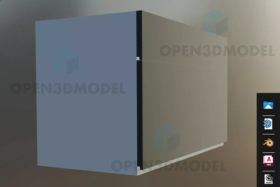 Rustic Cabinet Four Drawers 3d model