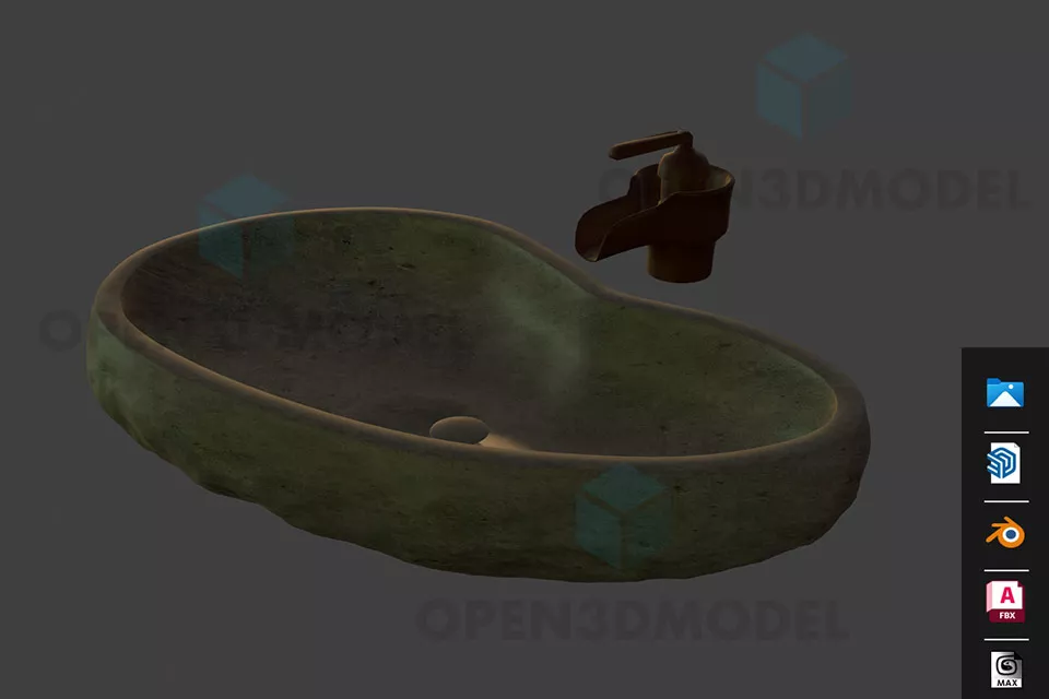 Cylinder Stone Sink 3d model