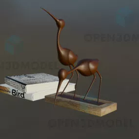 Simple Bird Statue Artwork With Book Stack 3d model