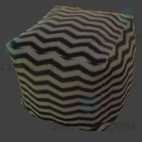 Black And White Cube Ottoman 3d model