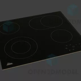 Black Stove Glass Top 3d model