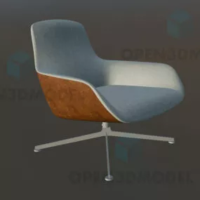 Swivel Chair With Wooden Back, Office Chair 3d model