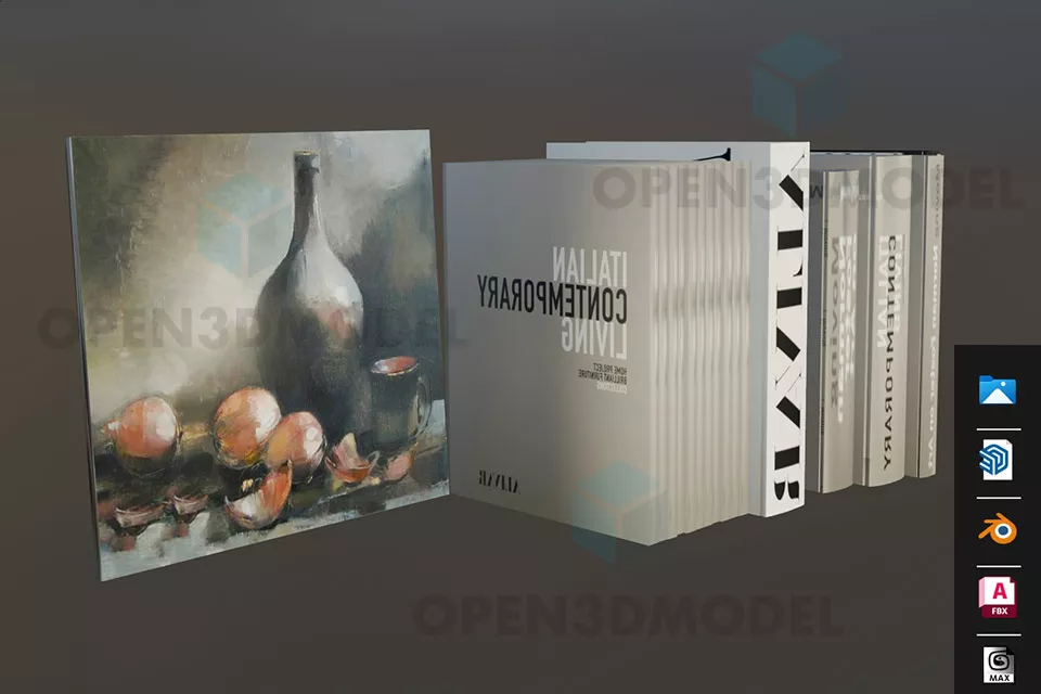 Book Stack With Cover Texture 3d model Book Stack With Cover Texture 3d model