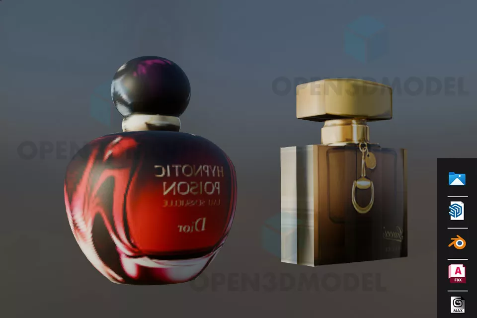 Glass Bottle With Wooden Cap 3d model