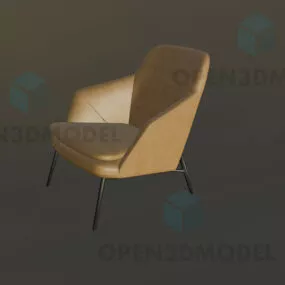 Modern Leather Chair, Steel Leg 3d model
