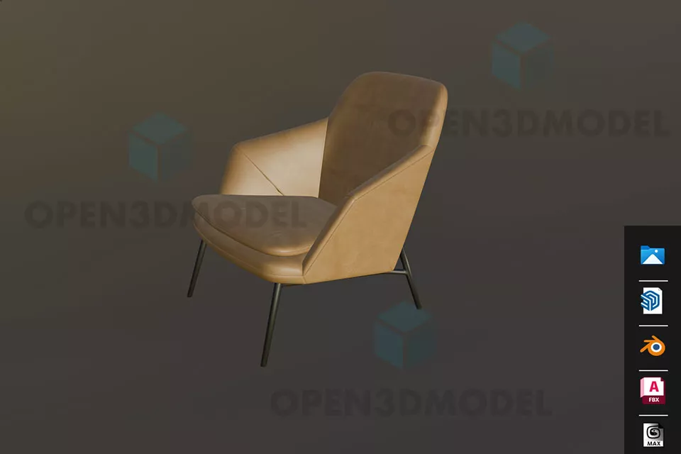 Modernism Chair With Curved Shape 3d model