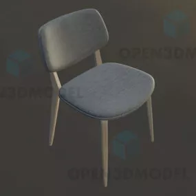 Simple Chair With Thin Leather On Seat And Back 3d model