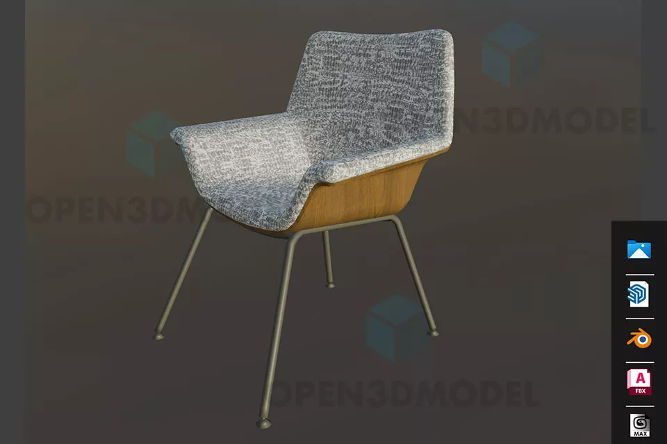 Wood High Bar Armchair 3d model