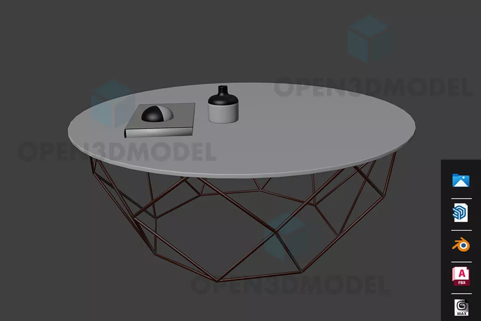 Antique Table With Candlestick Asset 3d model