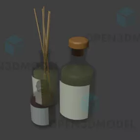 Glass Jar Wooden Cap With Chopstick And 3d model