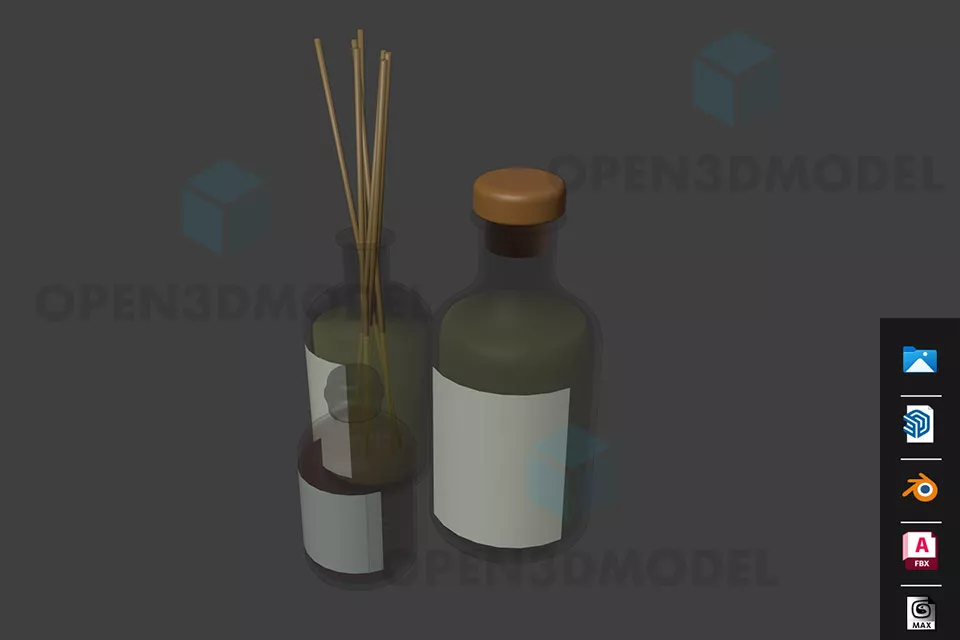 Bowl With Spoon, Kitchen Jar Bottle Set 3d model