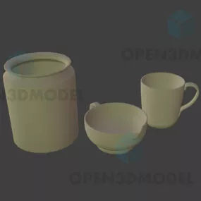 Pottery Cup And Mug 3d model