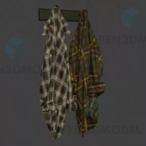 Couple Of Shirts Hanging On Rack 3d model