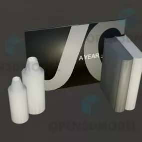 Porcelain Vase With Book Stack 3d model