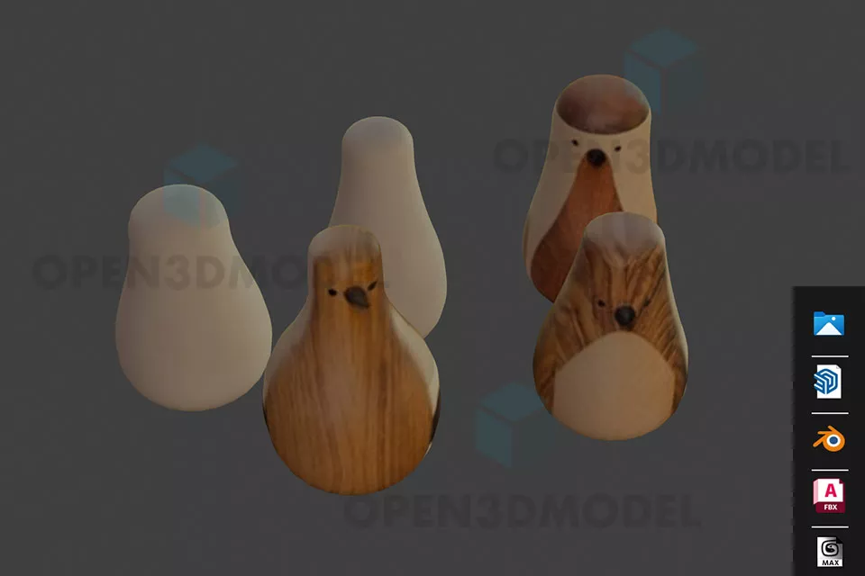 Decorative Wooden Bird 3d model