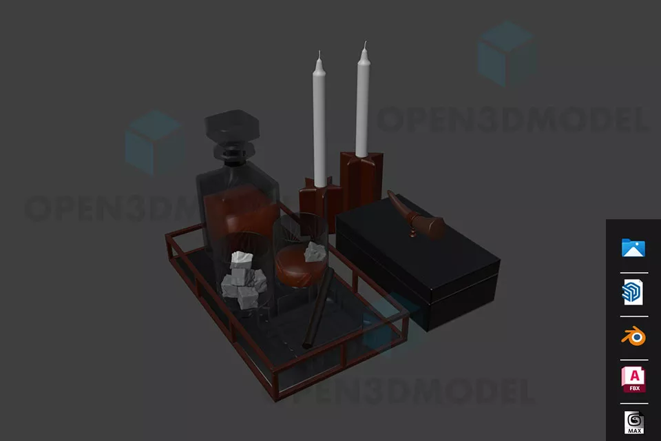 Set Of Tableware Utensil With Twin Glass 3d model