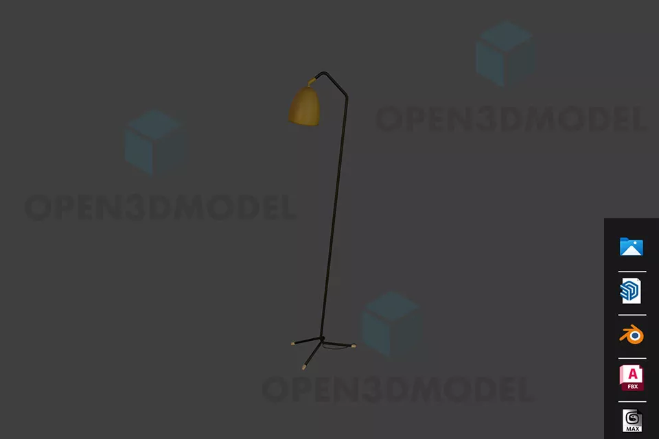 Hotel Lamp Curved Stand 3d model
