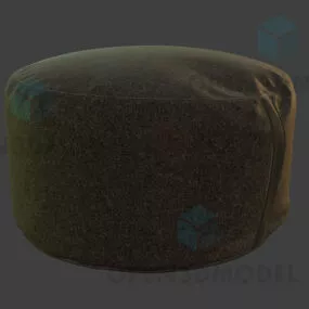 Green Textile Ottoman, Cylinder Ottoman 3d model