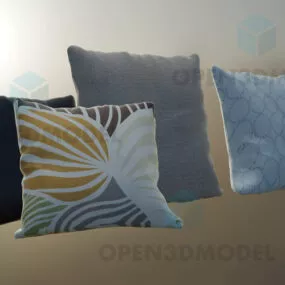 Set Of Textile Pillows For Sofa Decoration 3d model