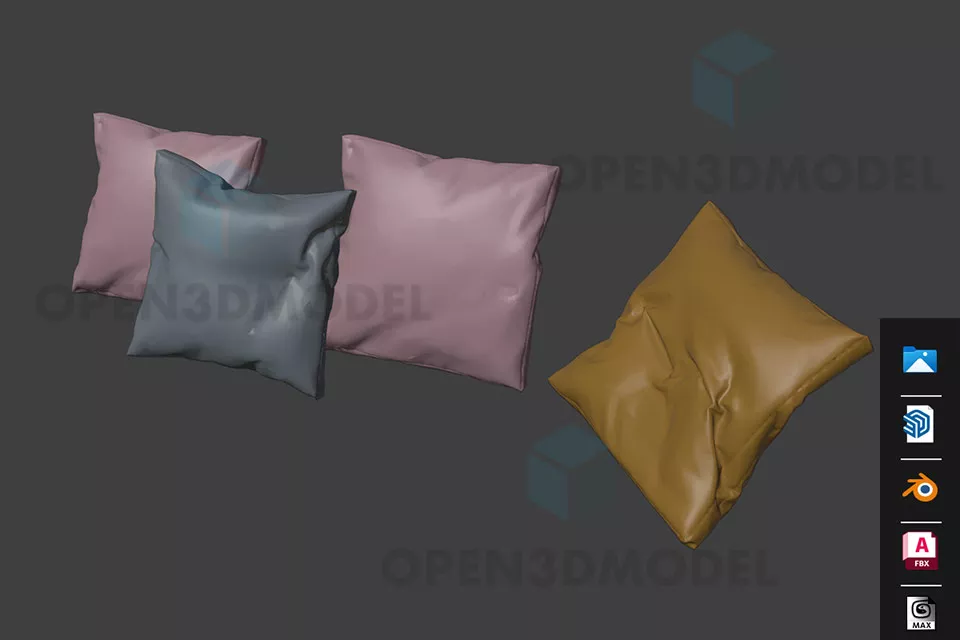 Group Pillows Wrinkle Style 3d model Group Pillows Wrinkle Style 3d model