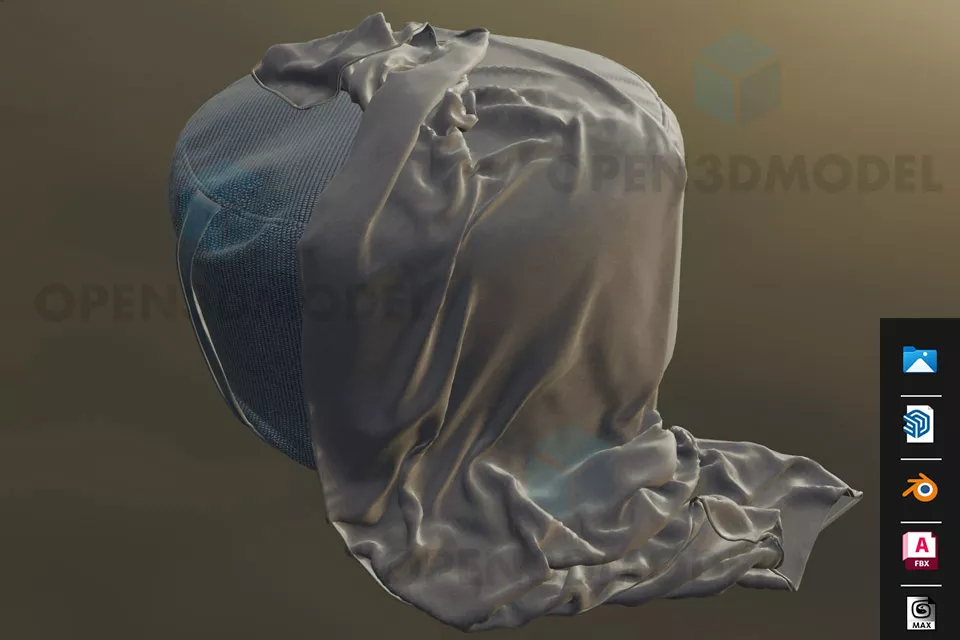 Blanket Wrinkle On Ottoman 3d model Blanket Wrinkle On Ottoman 3d model