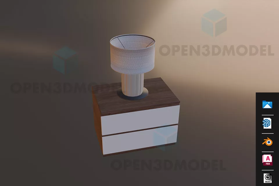 Nightstand Turri With Three Drawers 3d model