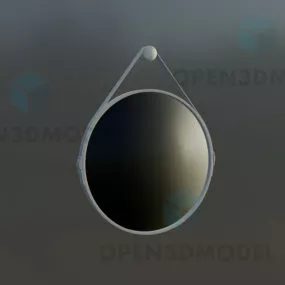 Circle Mirror, Leather Edge 3d model