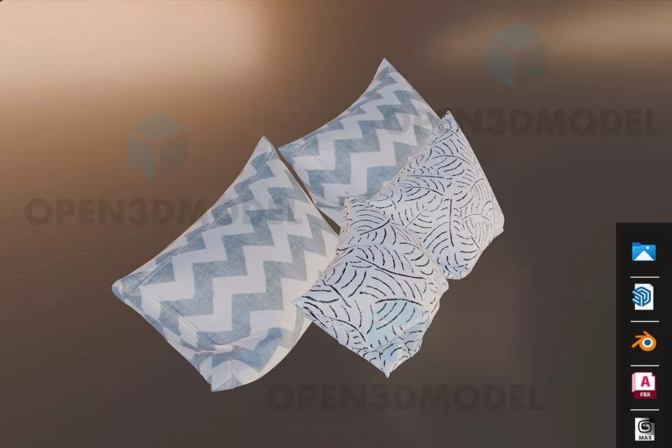 Pillows Set With Textures Free 3d Model - .Blend, .Fbx, .Max, .Skp ...