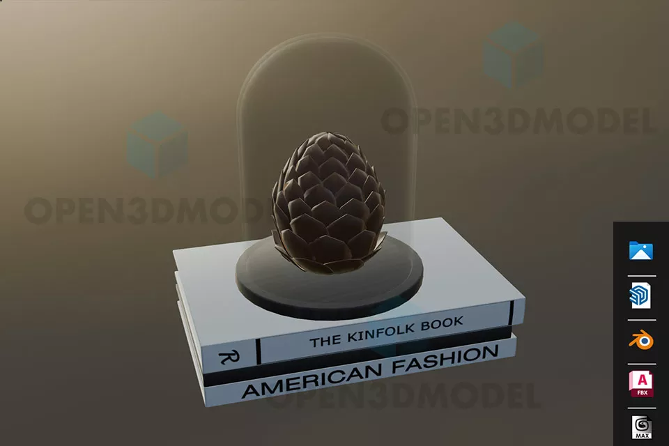 Pine Cone Inside Glass Vase Decoration 3d model Pine Cone Inside Glass Vase Decoration 3d model