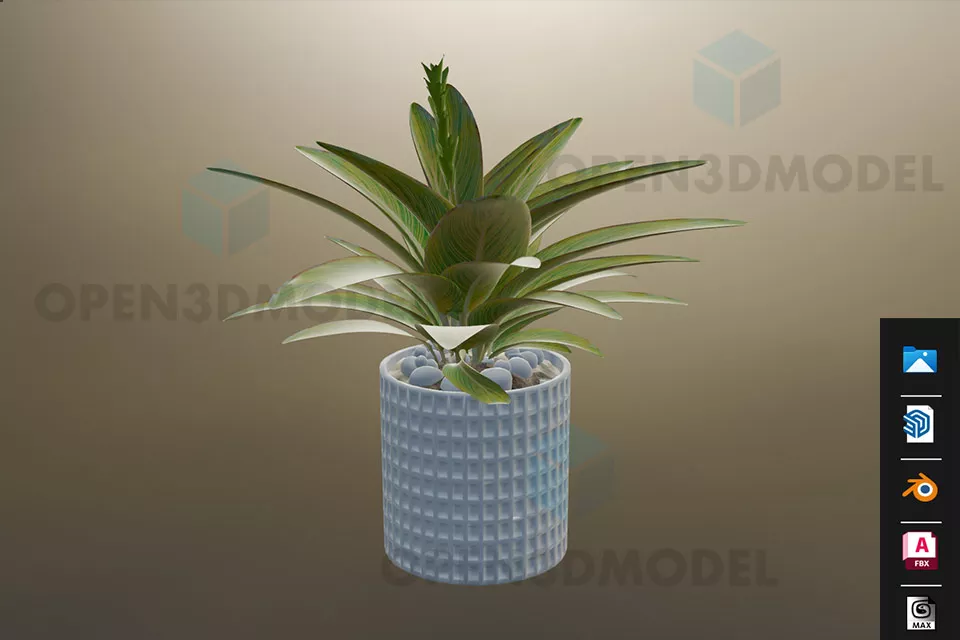 Leaf Plant In Porcelain Vase 3d model Leaf Plant In Porcelain Vase 3d model