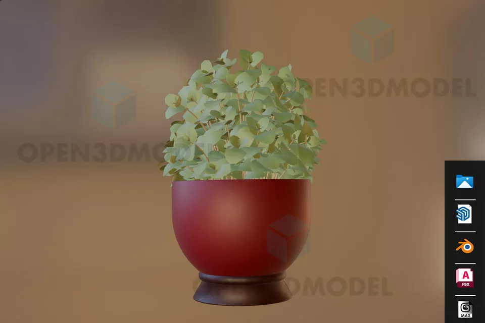 Indoor Office Potted Leaf Plant 3d model