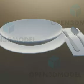 Dish Plate, Fork And Knife Set 3d model